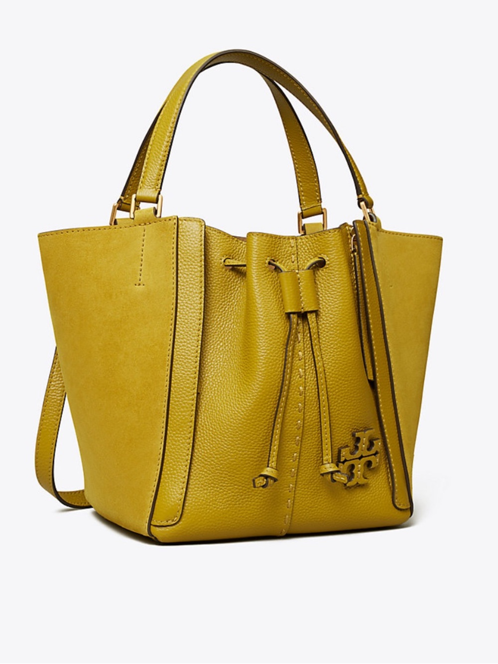 Tory Burch Yellow Drawstring McGraw Bucket Tote